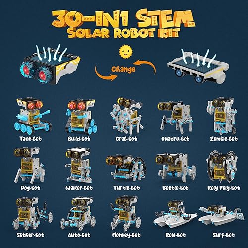 Miniatura 3 de Wesfuner Kit de robot solar STEM 30 en 1, 243 piezas de experimentos educativos de ciencia de construcción para niños de 8 a 12 años, regalos de