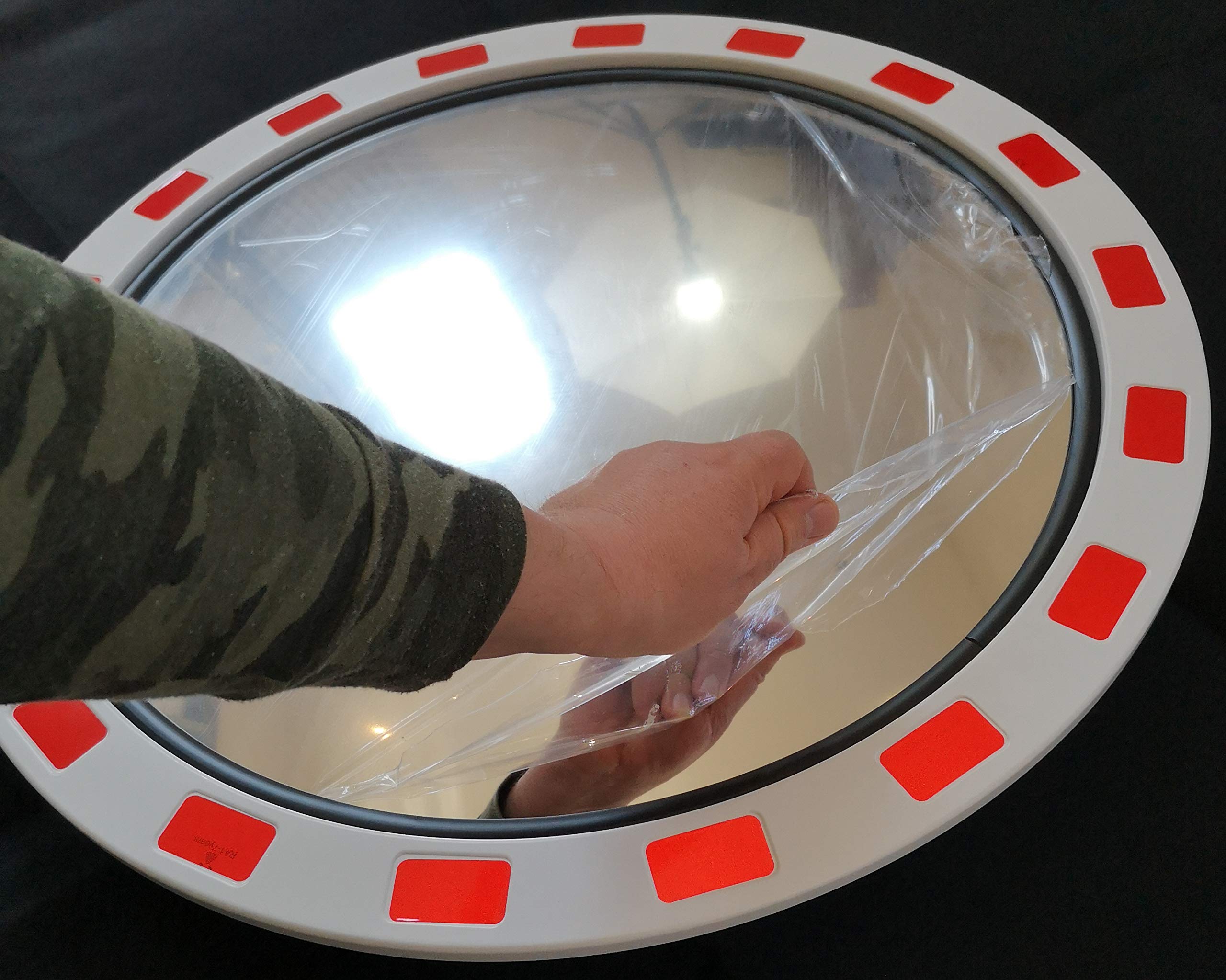 O&W Security Verkehrsspiegel Konvex 60 cm – Acrylglas, 5 cm Reflektorrand, wetterfest mit Dichtung, Sichtweite 12–15 m, inkl. Halterung für Einfahrt/Ausfahrt/Garage