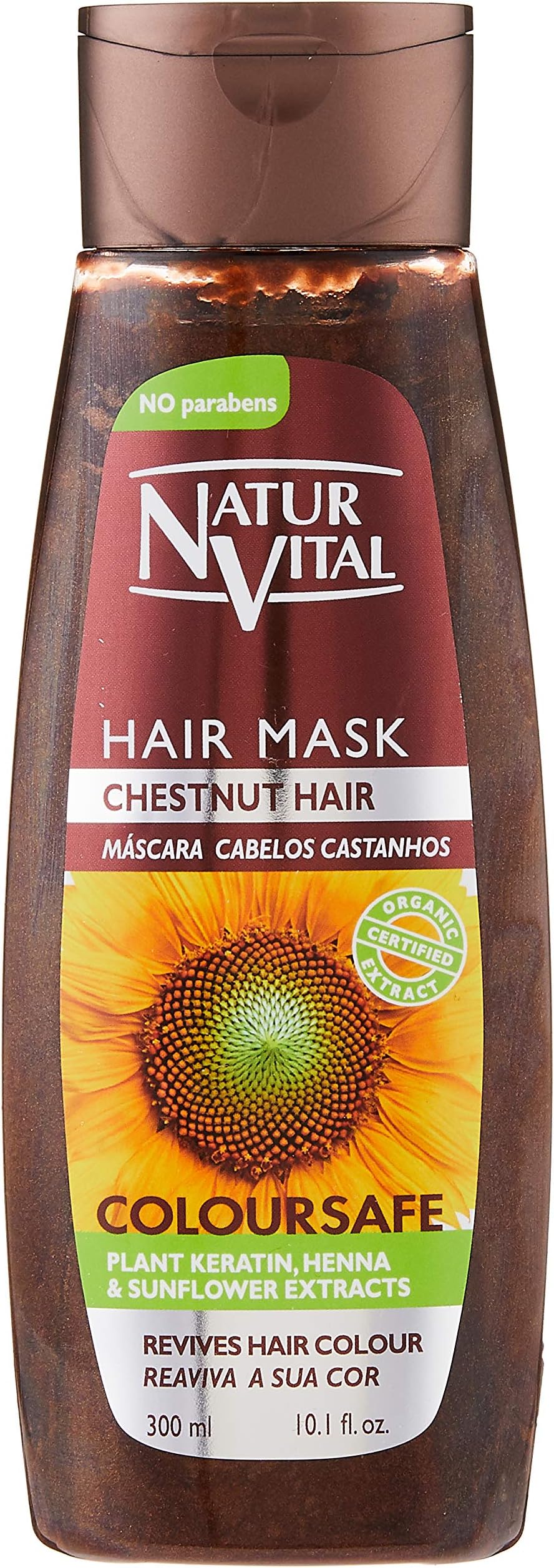 NaturVitalColouring Hair Mask - Repairs and Colours - 300 Ml/Natural & Organic. (Chestnut Hair)