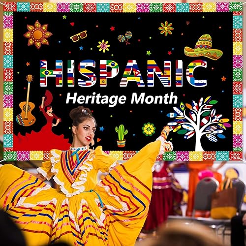 Miniatura 4 de Cartel extra grande del mes de la herencia hispana de 72 x 48 pulgadas, decoración de celebración de países hispanohablantes latinoamericanos,