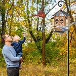 TayePin Bird Feeders for Outdoors Hanging, Metal Wild Bird Feeders with Double Suet Cage, 4LBS Large Capacity for Outside Garden Waterproof, ldeal Gifts for Birds Watching Finch Cardinal, Brown