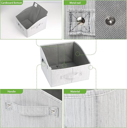Miniatura 9 de KEEGH Contenedores de almacenamiento de tela para armario, cestas de almacenamiento para estantes, caja de almacenamiento para ropa, toallas,