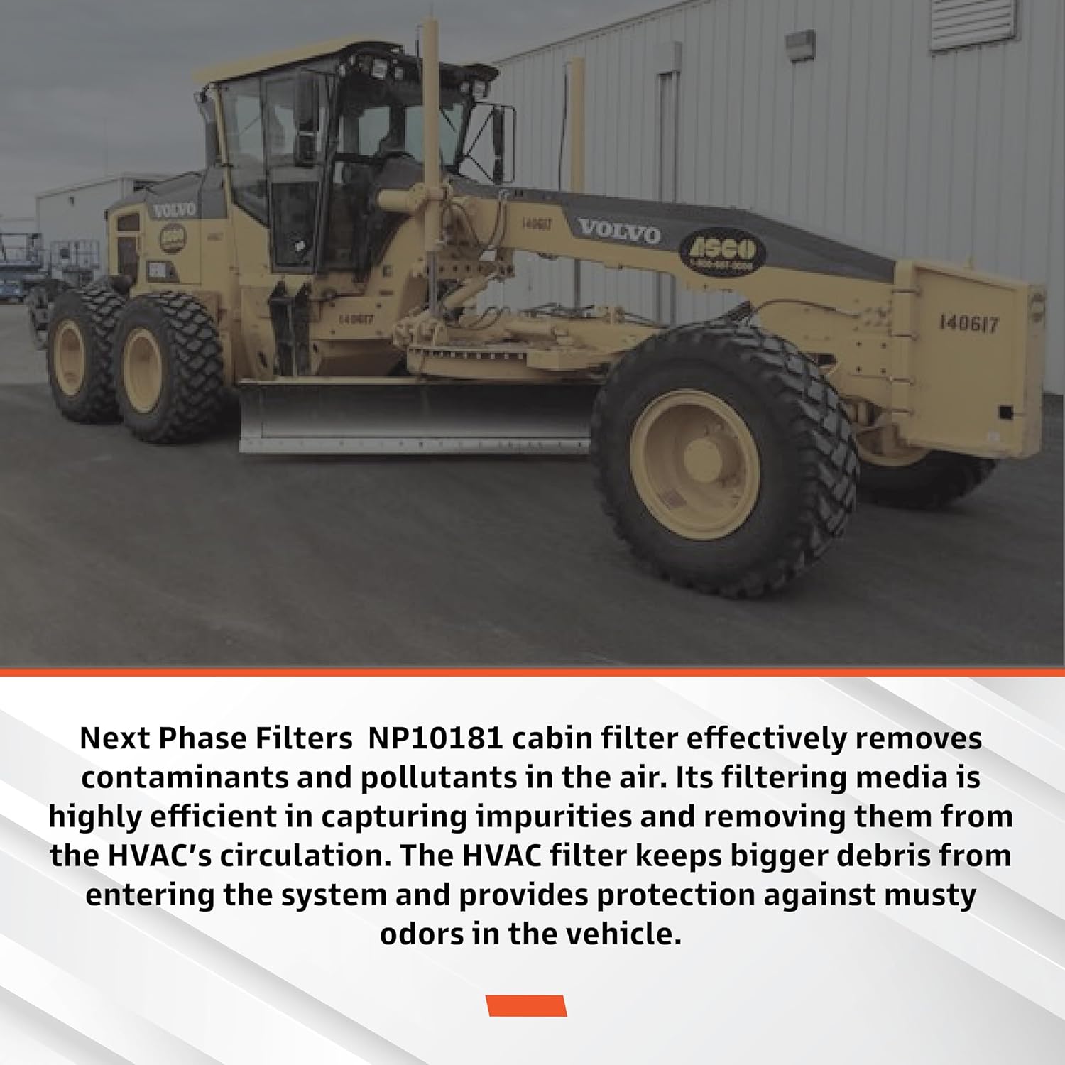 Cabin Filter - Pack of 1 - Compatible with Volvo Motor Graders - Cabin Air Filter Replacement - Replaces O.E. 12742526; Baldwin PA5781; Wix WP10181 - Climate Control System Accessories