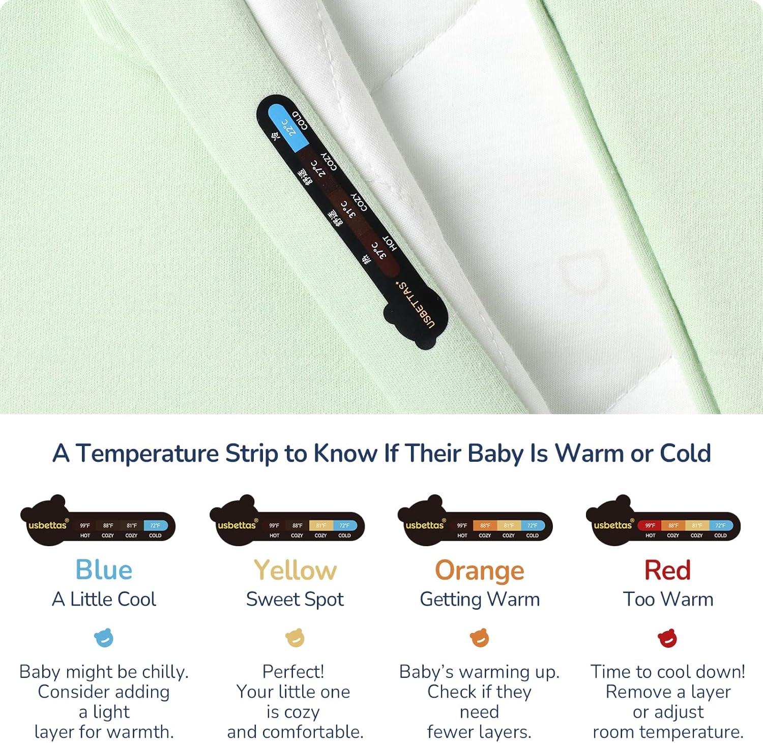 1.0 Tog 2.5 Tog Baby Sleep Sack, 100% Cotton Baby Sleeping Bag 3-24M, 2-Way Zipper Baby Wearable Blanket - Image 5