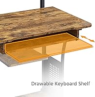 Vista 7 de Yaheetech Escritorio de computadora con ruedas de 3 niveles con bandeja para teclado y estante de impresora para oficina en casa, escritorio