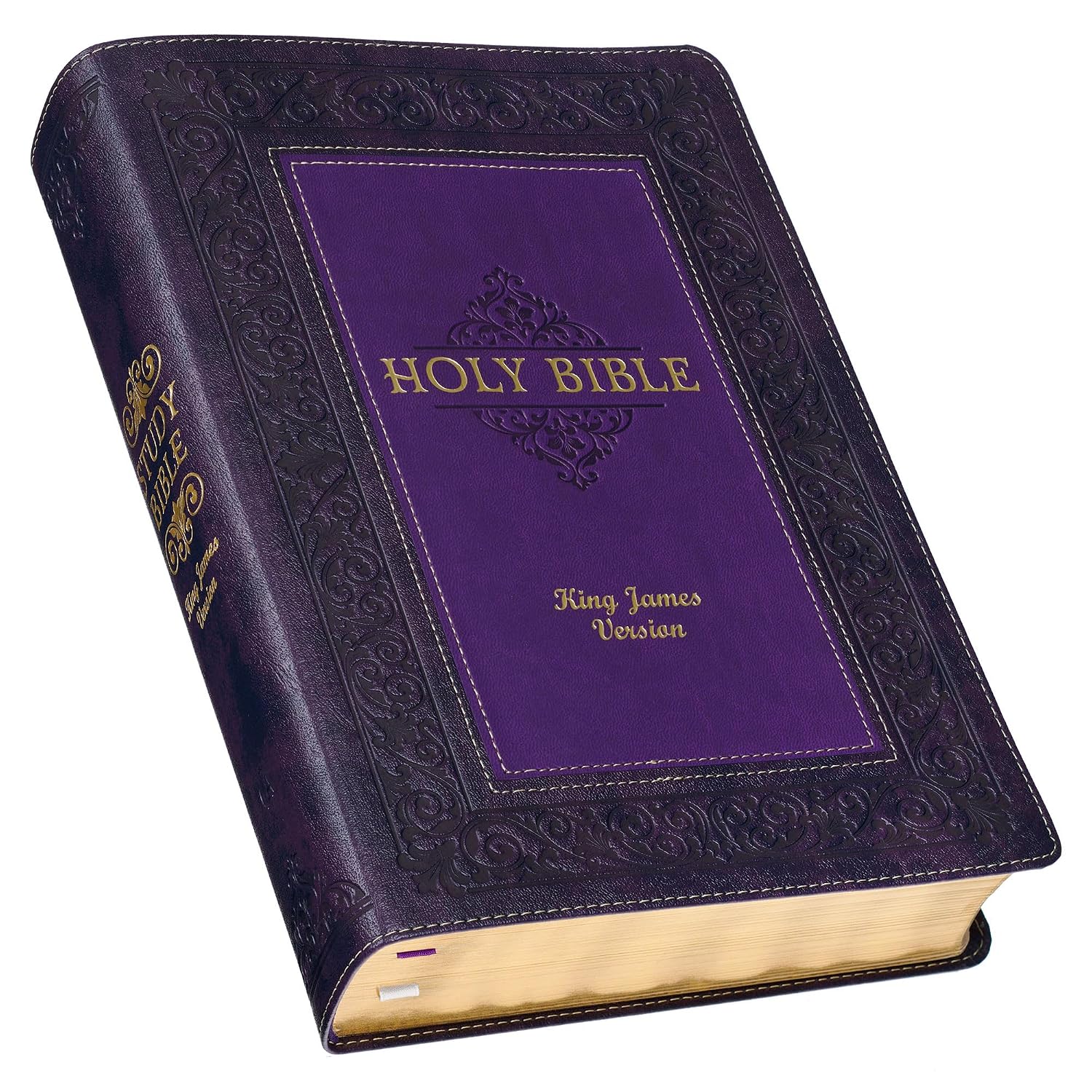 KJV Study Bible, Large Print King James Version Holy Bible, Thumb Tabs, Ribbons, Faux Leather Purple Two-tone Debossed (KJV Study Editions LP)