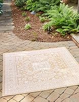 Vista 15 de Unique Loom Outdoor Aztec Collection Alfombra de área - Chalca (10 pies, redonda, azul/marfil)