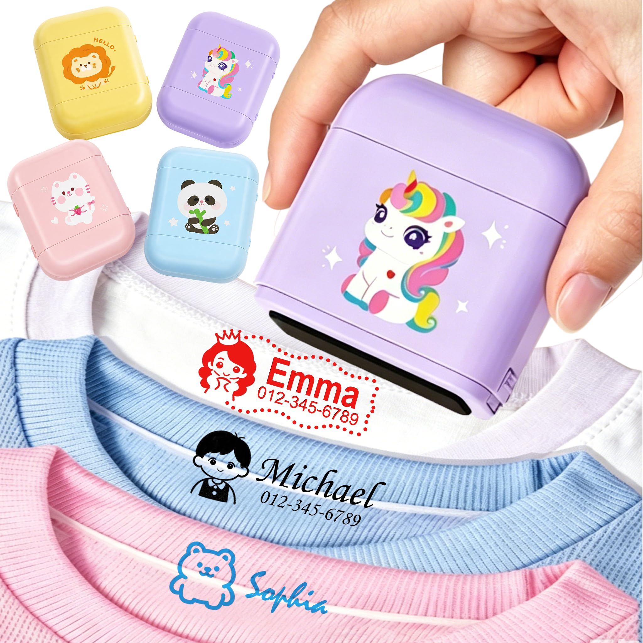 Personalized 2in1 Name Stamp for Clothing Backpack Lunchbox School Supplies