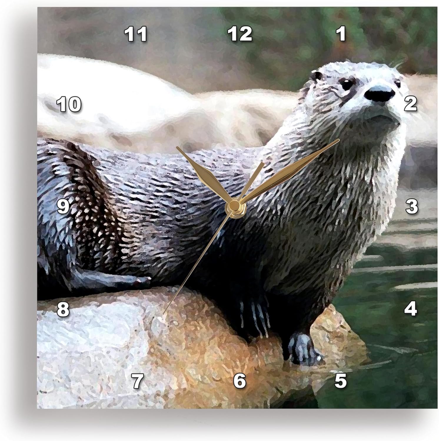 3dRose Wall Clock Silent - 15 inch - Otter - Wild Animals