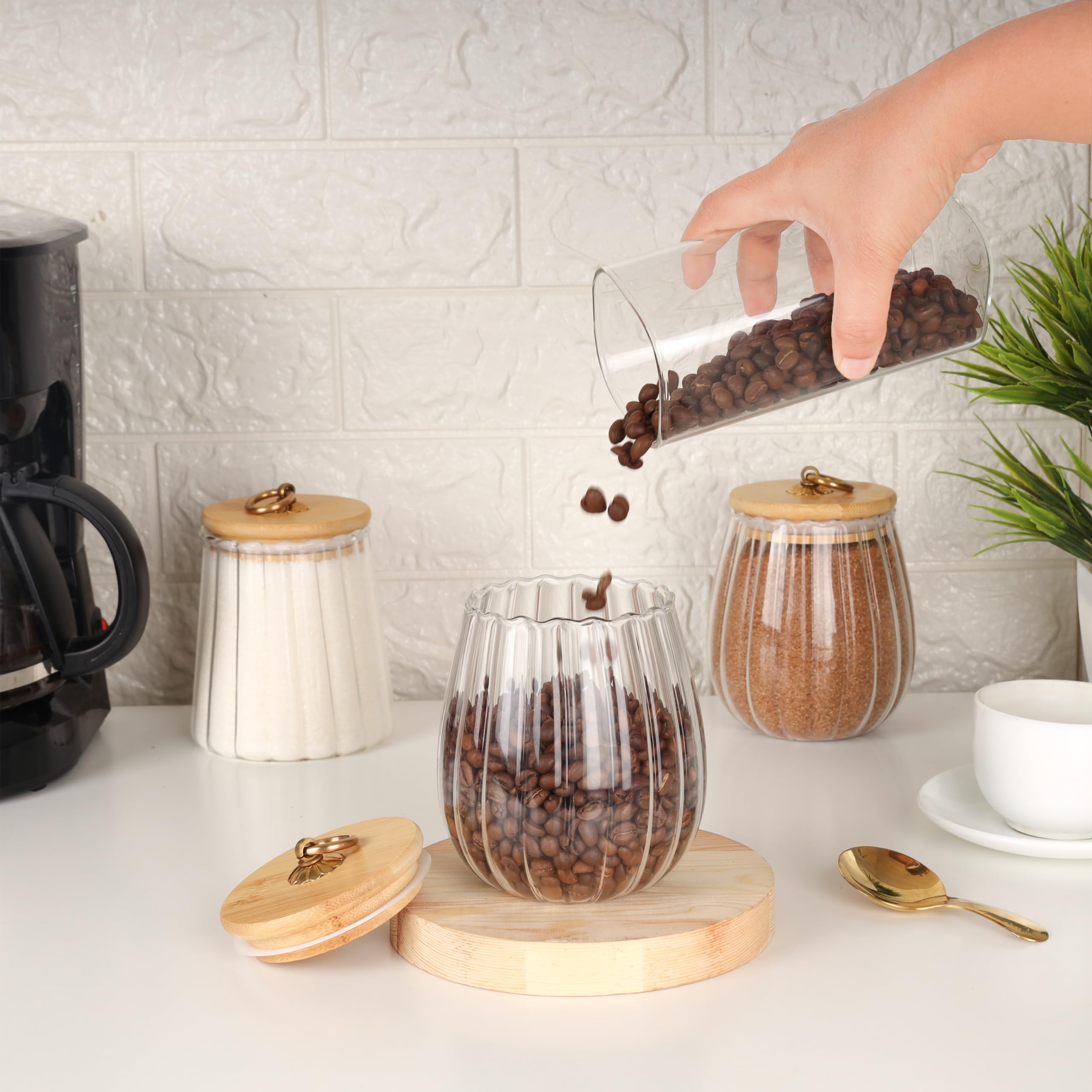 Ulable 2 stuks glazen voorraadpotten luchtdichte thee koffie suiker