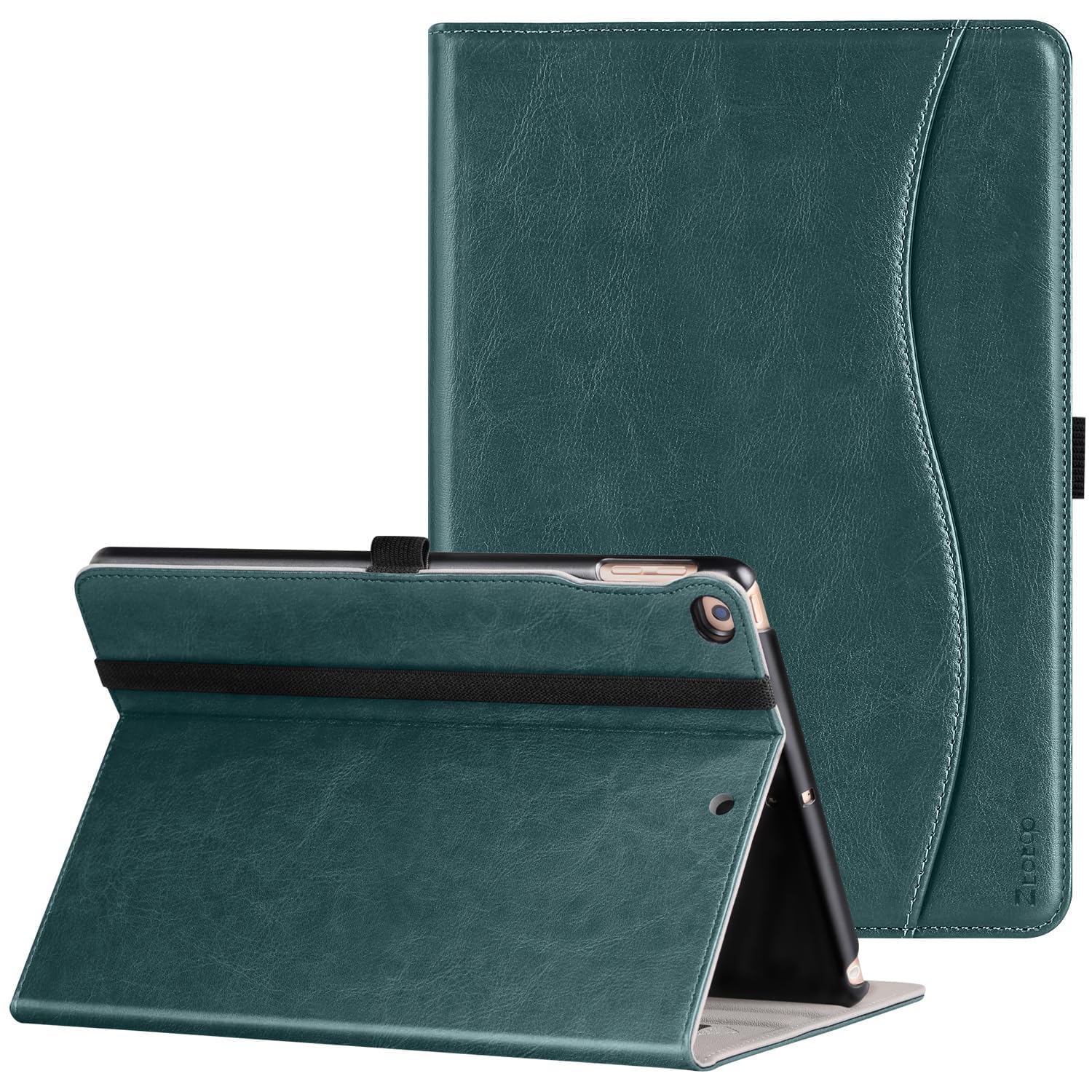 ZtotopCaseZtotop Case for New IPad 9.7 Inch 2018/2017,Premium PU Leather Business Slim Folding Stand Folio Cover with Auto Wake/Sleep,Pencil Holder and Multiple Viewing Angles,Dark Green