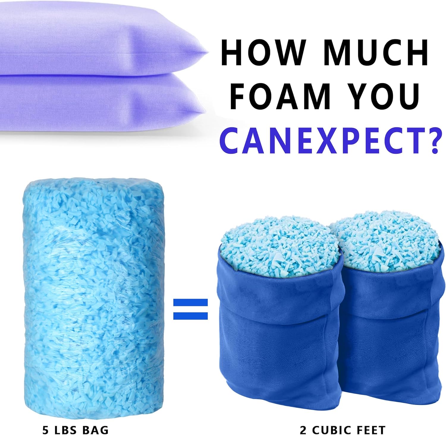 20 LBS Bean Bag Filler,Comfortable and Soft Bean Bag Chair Filler, Memory Foam Stuffing for Cooling Pillow,Beanbag，Dog Bed,Couch Stuffing Fill for Cushions…