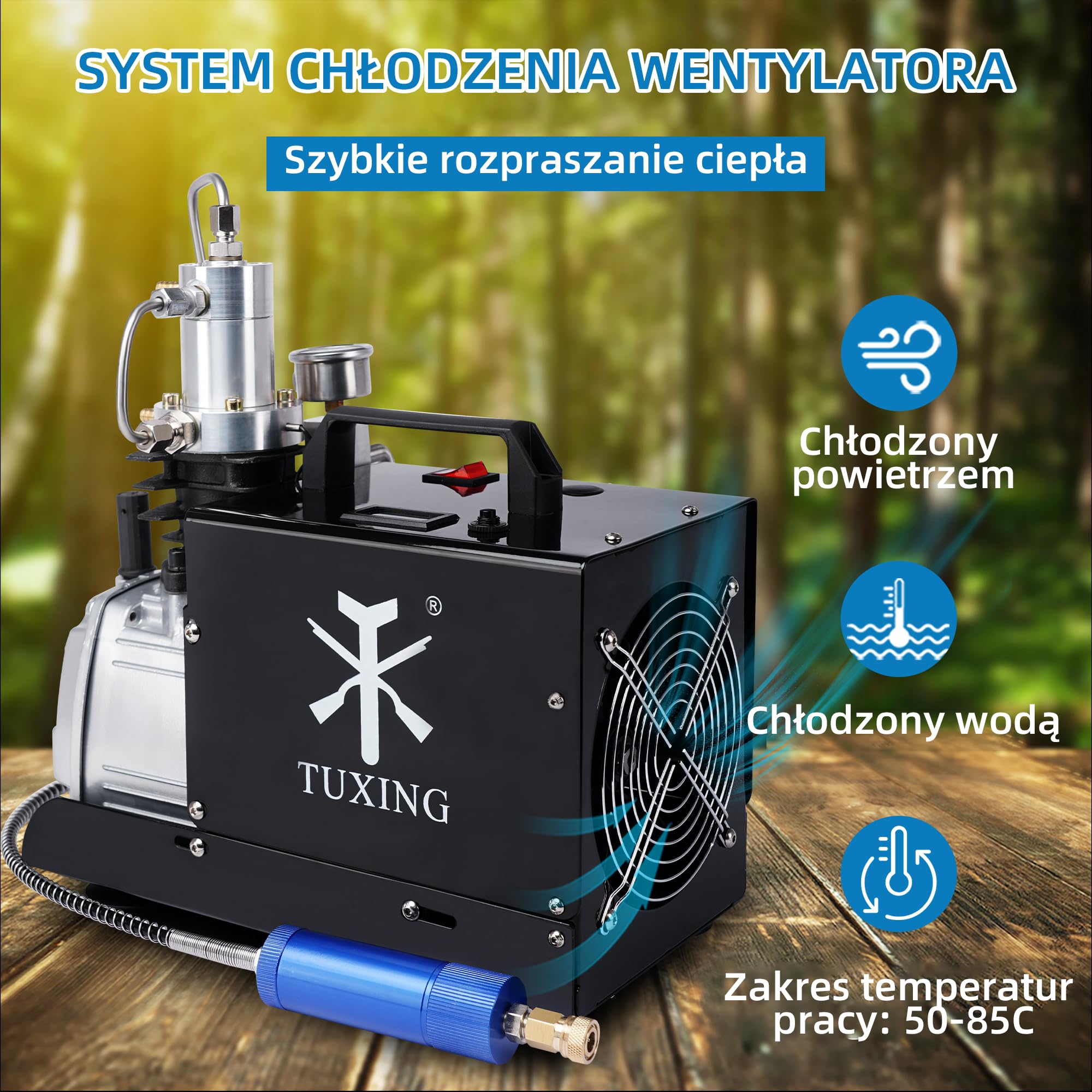 TUXING Compressore d'aria PCP 4500Psi/300Bar, compressore d'aria ad alta pressione per pistola Pcp pneumatici auto, riempimento serbatoio subacqueo