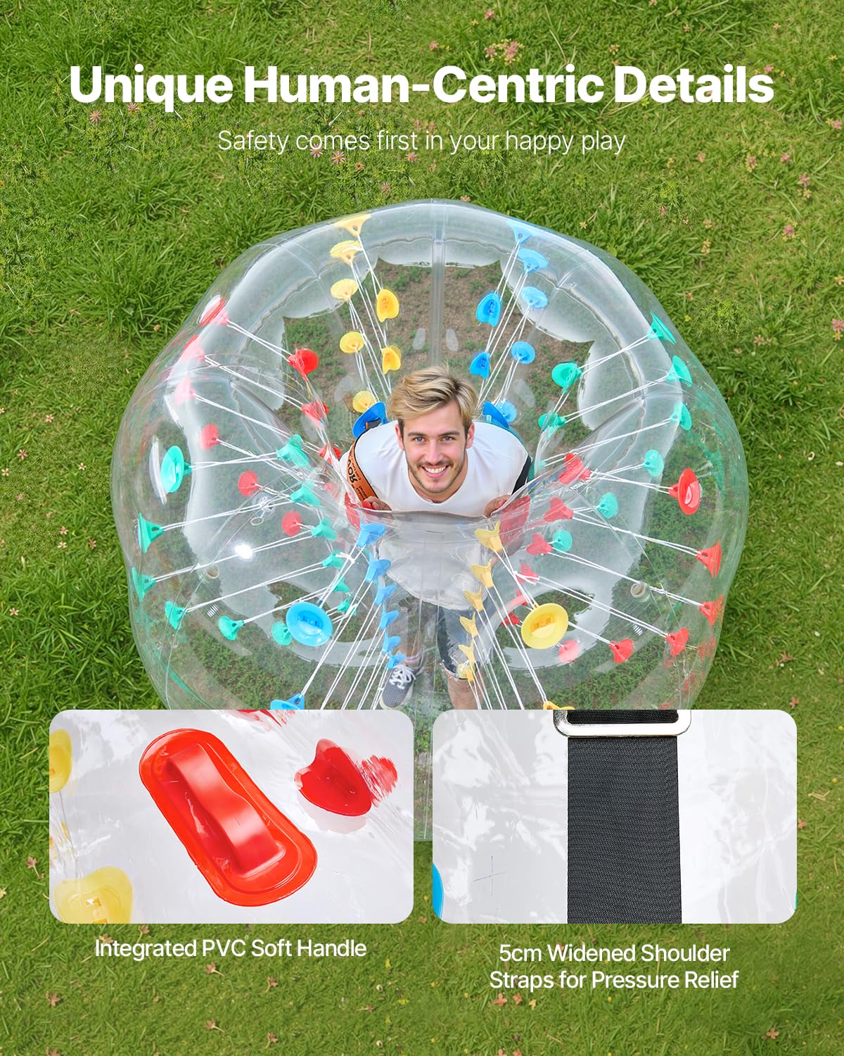 VEVOR aufblasbare Bumper Ball Bumper Stoßball (1 STK.) 1,5 m, 0,8 mm Dicker PVC-Kollisionsball für Outdoor-Sportteamspiele, Outdoor-Spielzeug für Gartenhofpark, Mehrfarbig