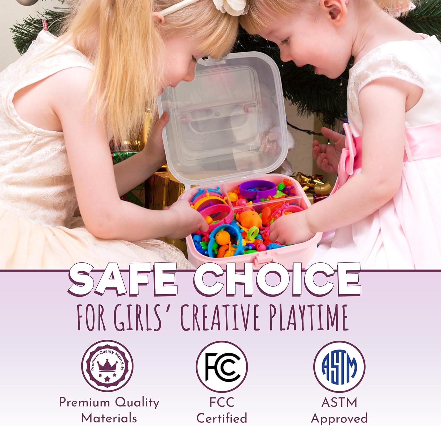 Orian Pop Beads Jewelry Making Kit for Girls, 550+ Piece Set, Pop Beads for Girls Ages 3 and Up, Fun and Colorful Snap Beads, Bracelet Making Kit, Necklaces and Rings. Great Colorful Unicorn Gift Bag