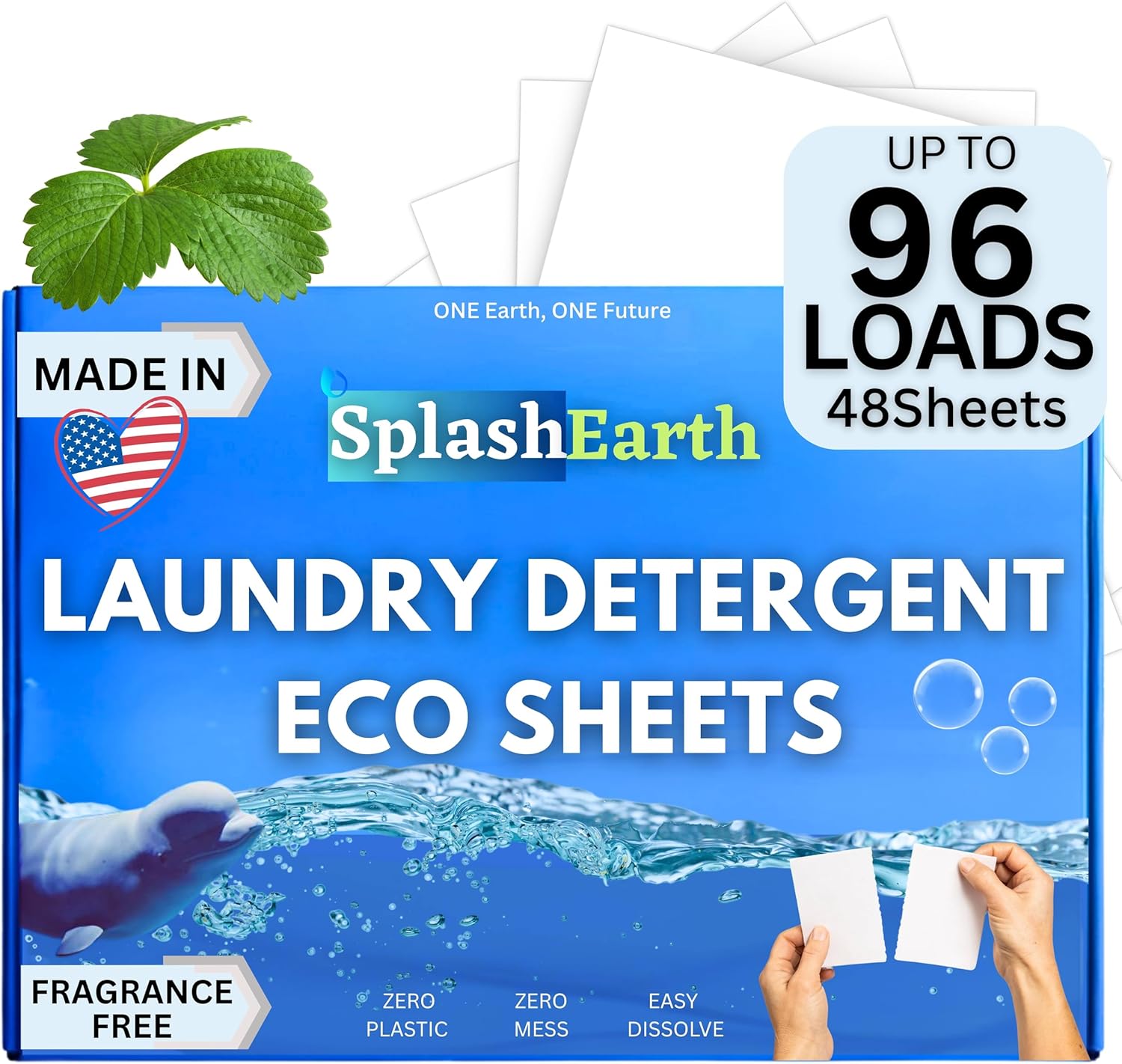 Fragrance-Free Laundry Detergent Sheets – 96 Loads, Hypoallergenic, Plastic-Free & Eco-Friendly, Made in USA, Safe for Sensitive Skin, HE Washer Compatible, Unscented Laundry Strips