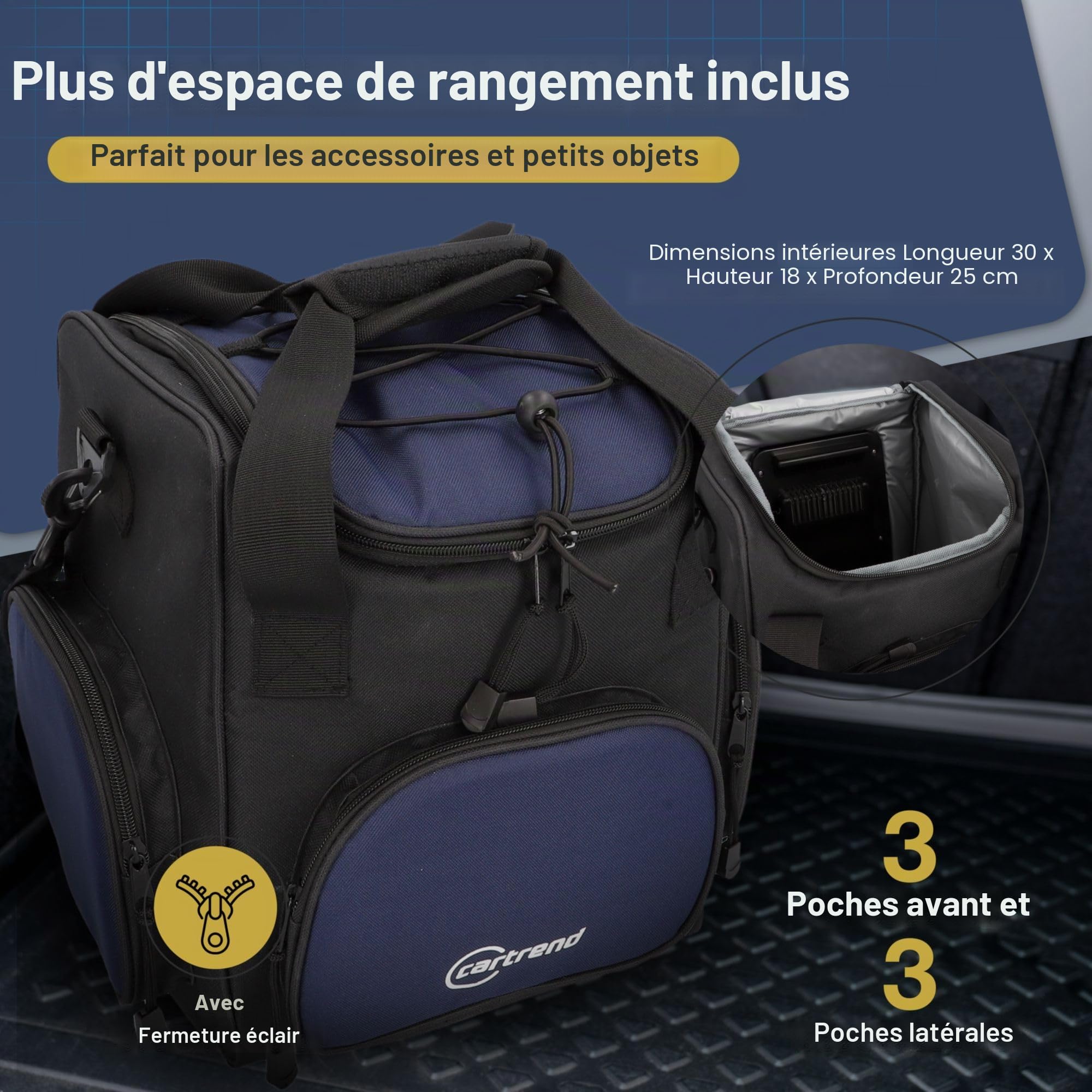 Cartrend Sac Isotherme, avec câble de raccordement pour Voiture 12 V de 1,50 m de Long, bandoulière réglable, revêtement intérieur Facile d'entretien, différentes Tailles