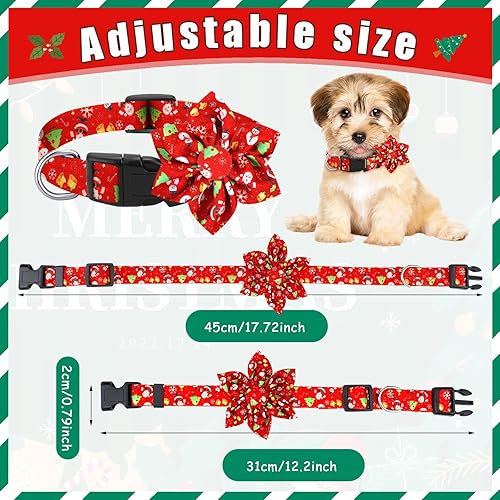 Miniatura 3 de 6 collares de Navidad para perro con flor, collar de Navidad para perro con hebilla de plástico floral extraíble, collares de Navidad ajustables