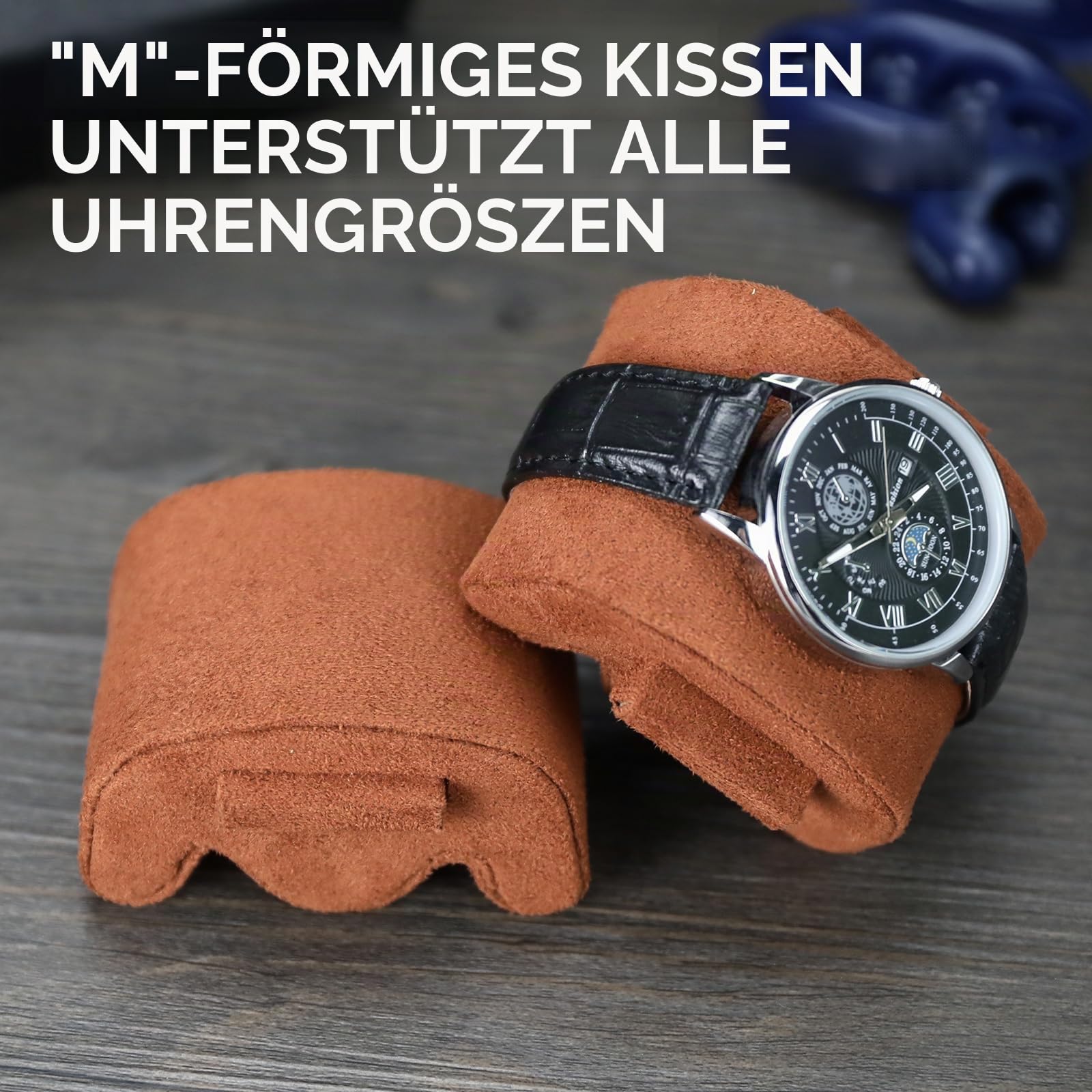 Uhrenrolle 3 Uhren, Uhrenbox 3 Uhren für Herren (Schwarz/Braun) | Uhrenaufbewahrung 3 Uhr, Tragbare Reise Uhrenbox PU Leder Watch Box