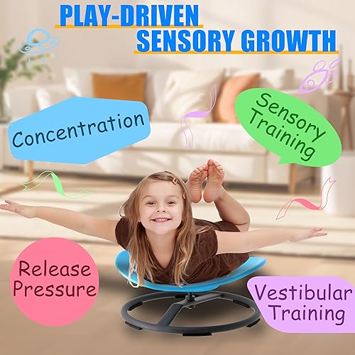 Miniatura 4 de Silla giratoria para niños autistas, silla giratoria sensorial para niños con autismo, TDAH, juguetes sensoriales para sentarse y girar para niños