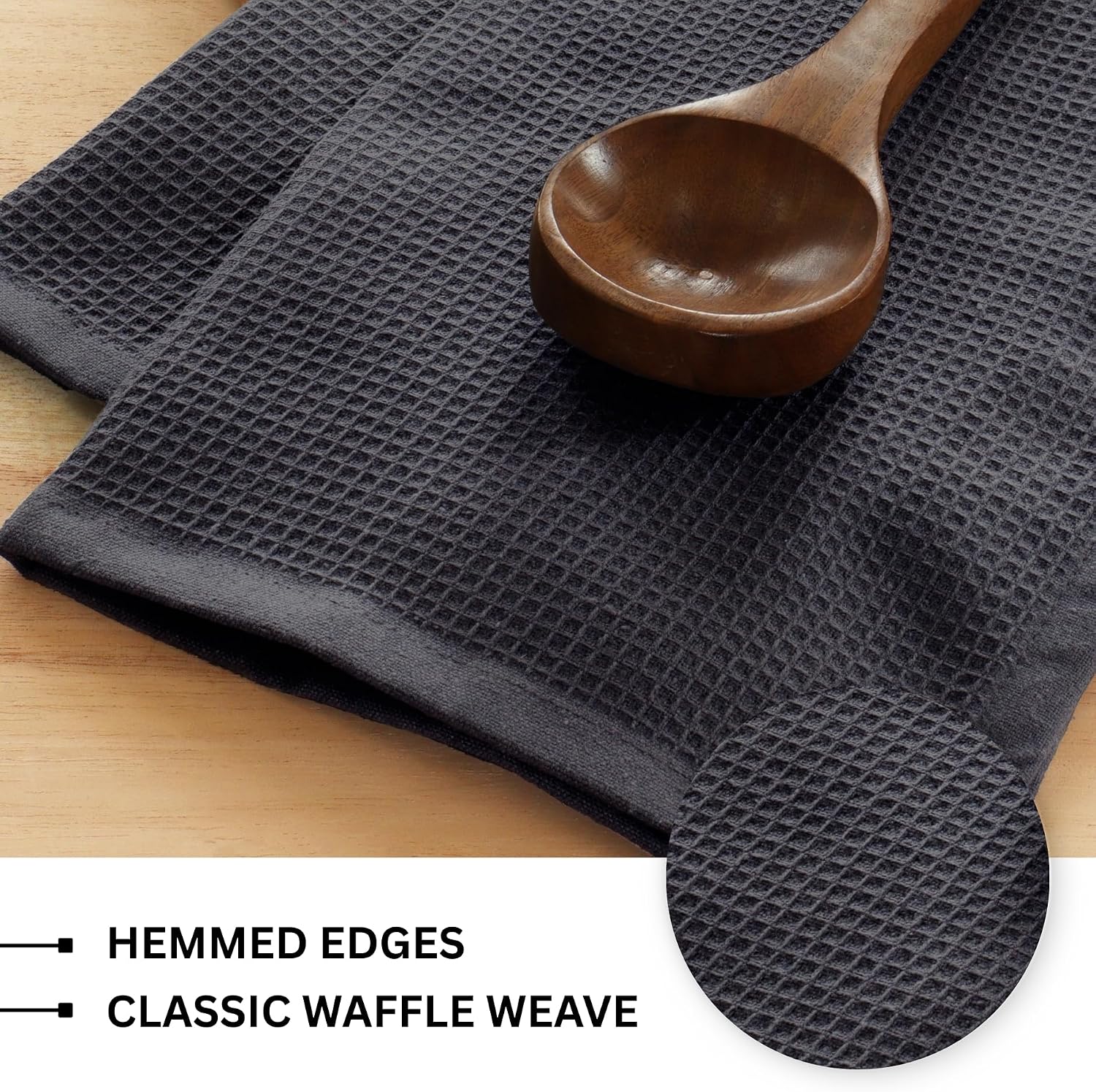 PurpleEssences Solid Kitchen Cloths, Dish Towel 15x25 Set of 4 - Darkgray image 3