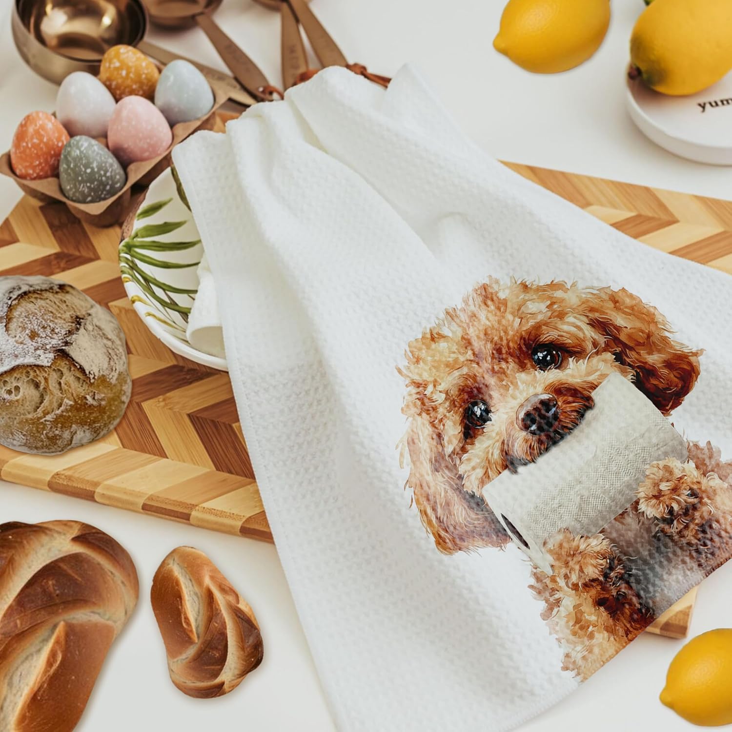 Funny Poodle Dog Bathroom Hand Towels, Poodle Lover Gifts for Women Men, Funny Bathtub Dog Hand Towels for Bathroom Toilet Washroom Restroom Decor, 16x24 Inch Set of 2 - Image 3