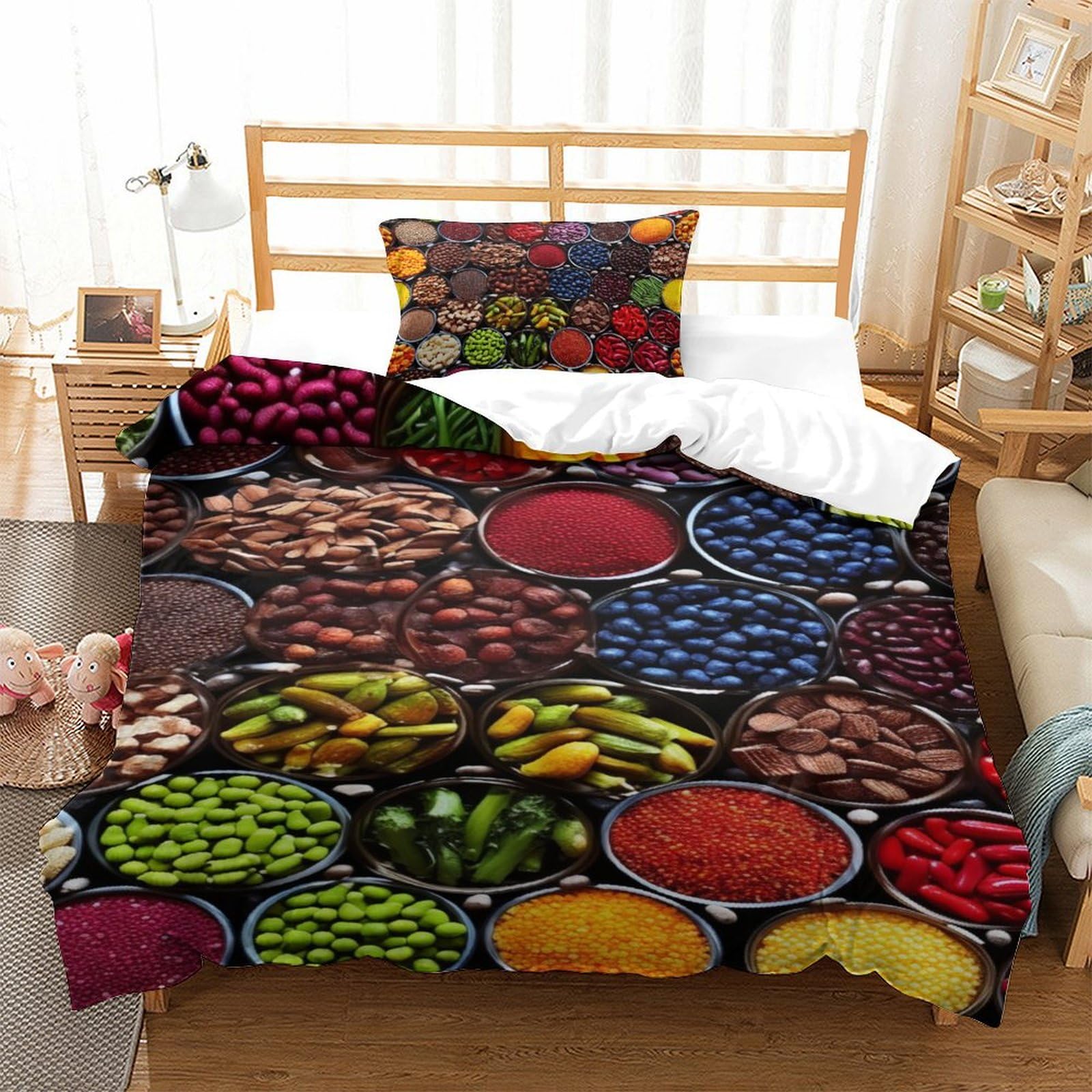 Parure de lit housses de couettes 3 pièces imprimé 3D 135x200cm