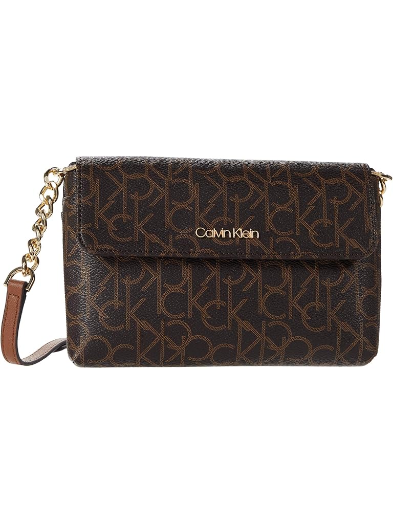 Tan Calvin Klein Key Items Monogram Crossbody