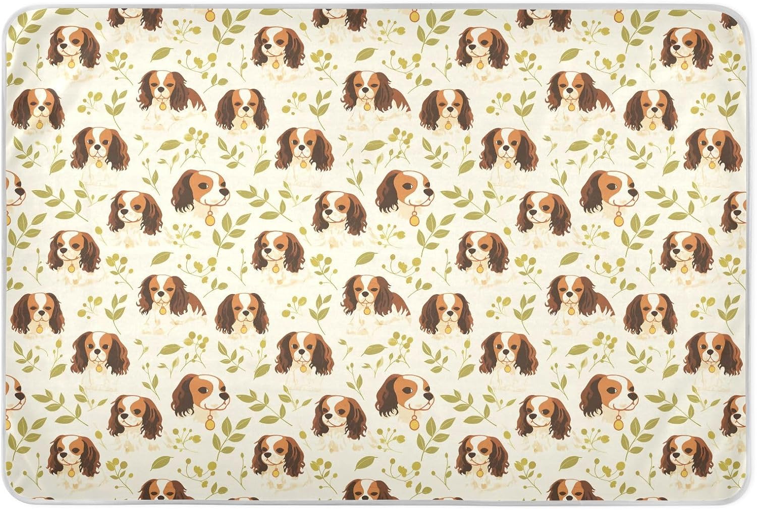 Green Leaves Dogs Extra Large Resuable Potty Training Pad Soft Absorbent Baby Pee Pads Changing Travel Mattress for Children Adults Pets , 52" L x 34" W