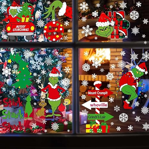 Miniatura 3 de Decoraciones de Navidad para ventanas, calcomanías de ventana de Navidad de doble cara para ventana de vidrio, decoraciones de Navidad para el