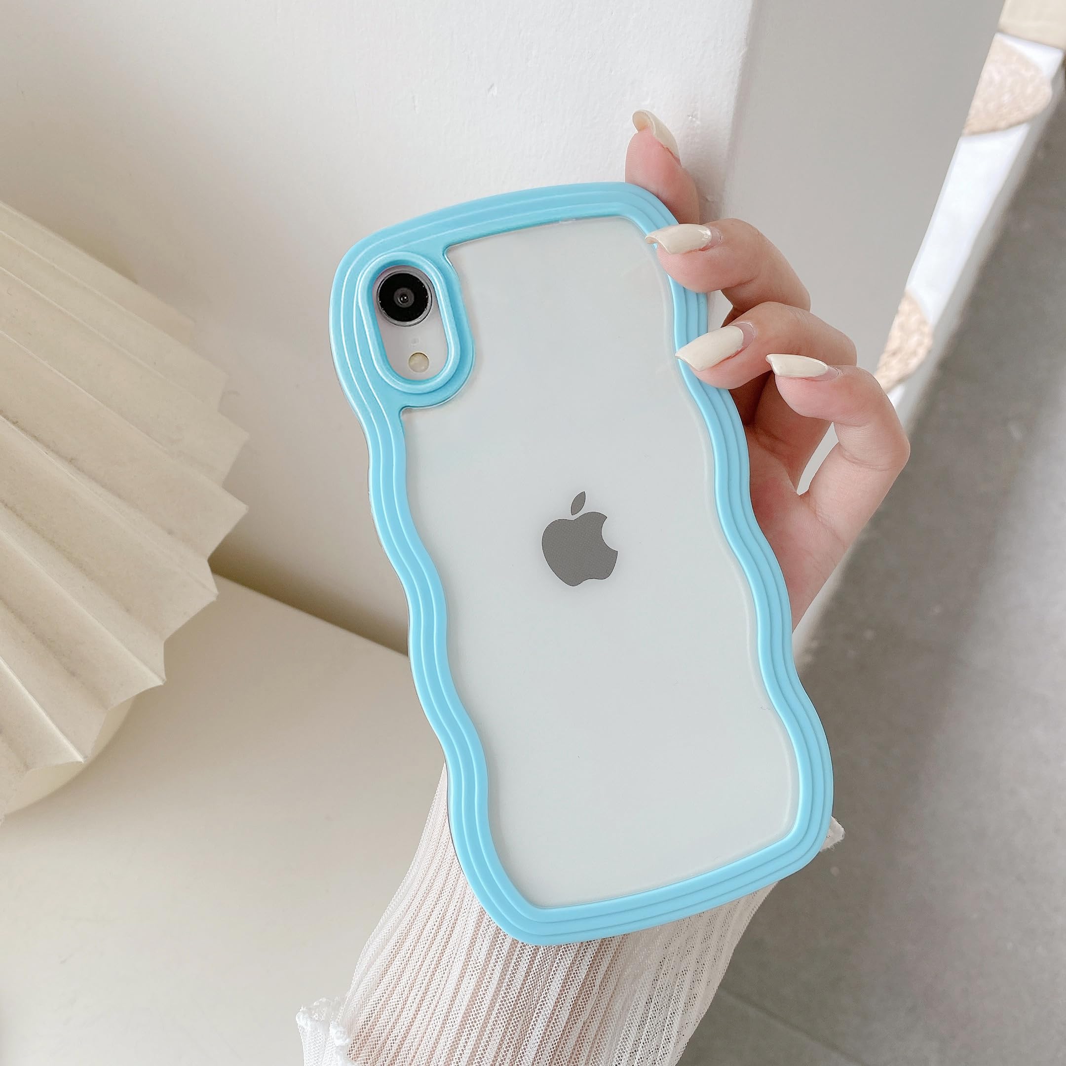 QLTYPRI Compatible with iPhone 16 Case, Cute Curly Wave Frame Clear Case for Girls Women, Transparent Soft Silicone TPU Bumper Shockproof Protective Cover for iPhone 16 - Pink — view 67