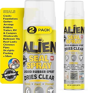 Sealant Spray 2Pk, Waterproof and Air Tight Liquid Rubber Spray Seals, Prevents and Patches Leaks, Protects Surfaces, Works on Most Materials, Long Lasting, Dries Clear - 2 Cans (28 Oz)