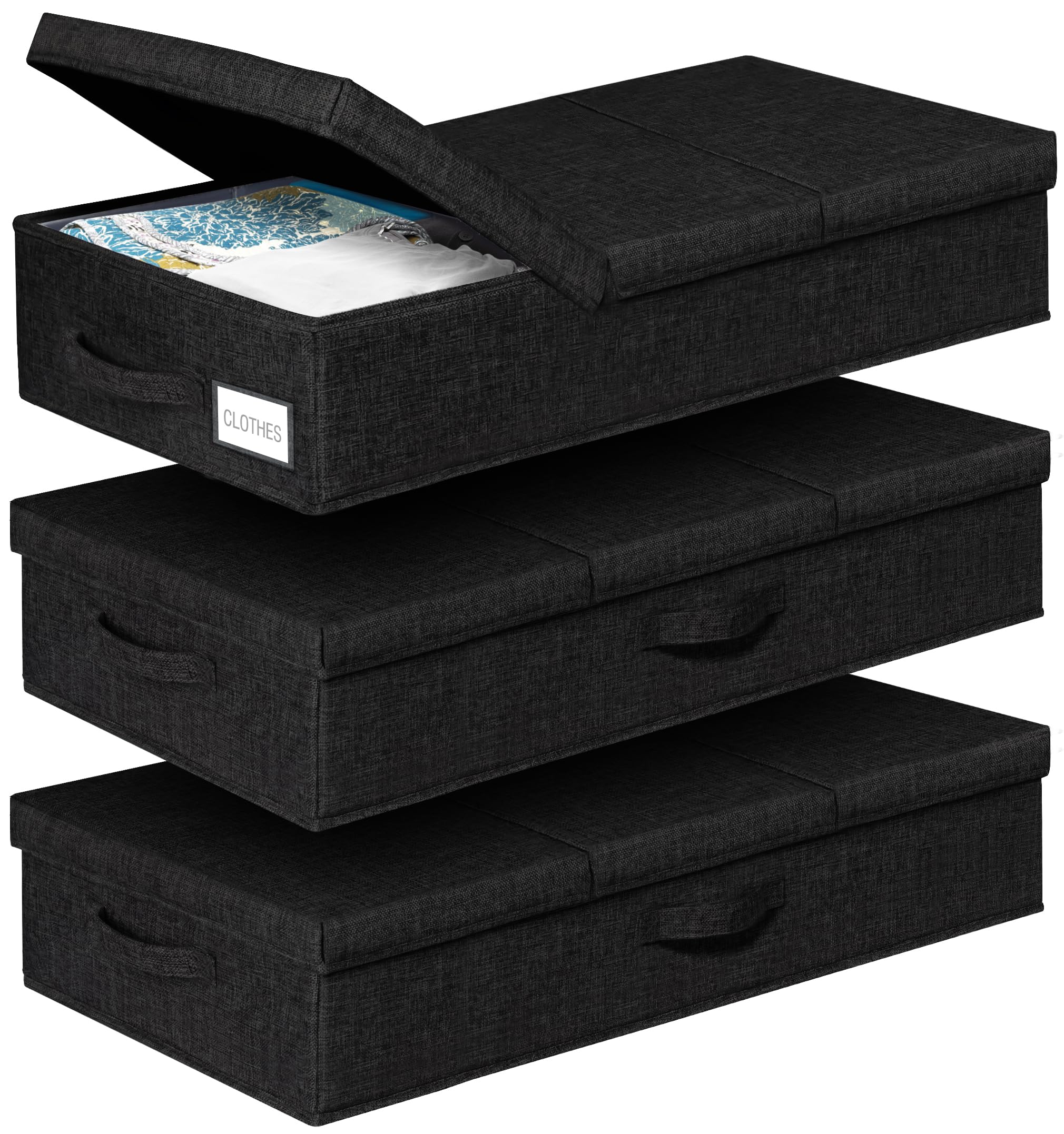 punemiUnderbed Storage Containers With Lids, Set of 3 Low Profile Under Crib Storage Bins