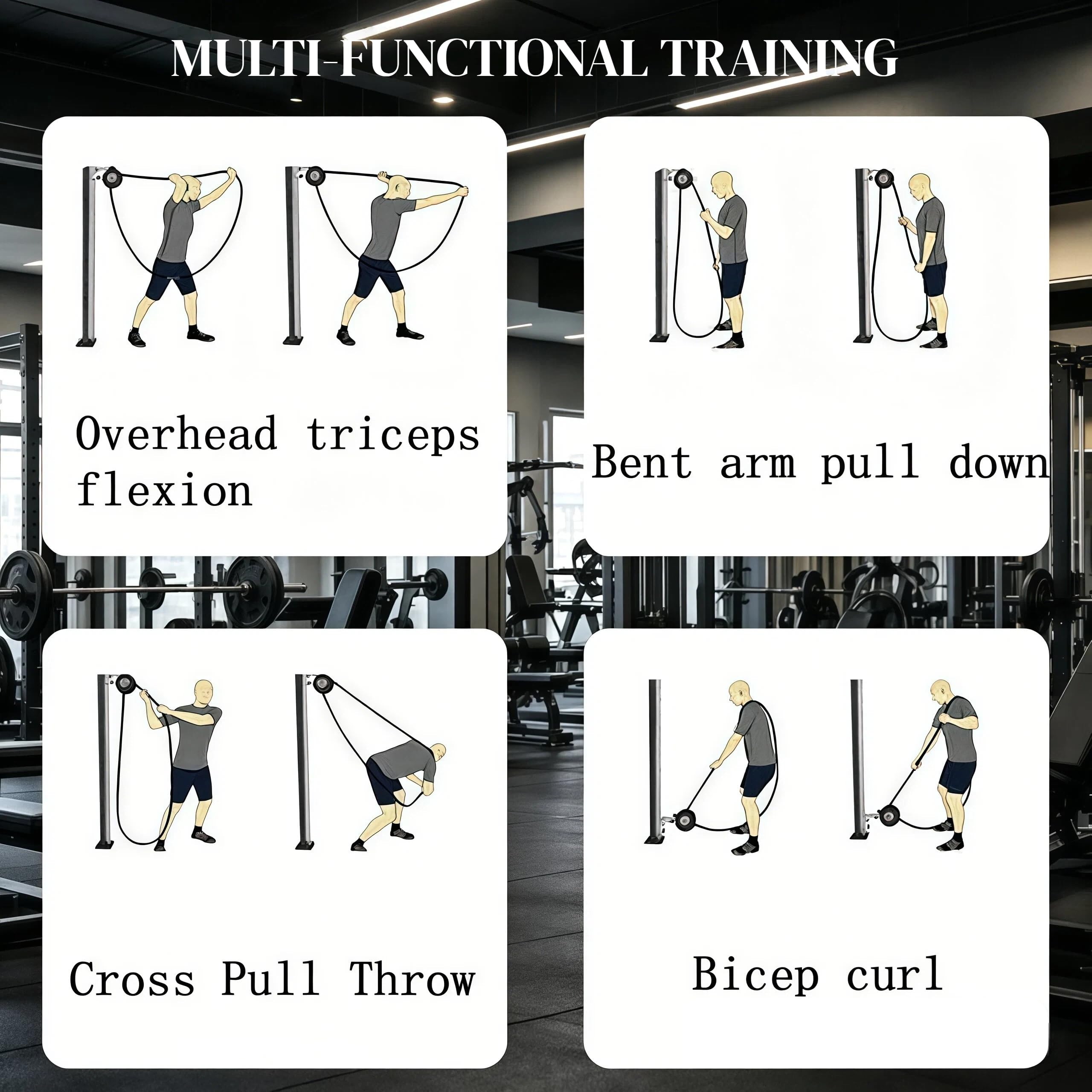 Generisch Endlosseiltrainer für Zuhause, Seilzugsystem mit verstellbarem Widerstand, Tragbarer Endless Rope Trainer für Krafttraining, Muskelausdauer & Fitness | heimtrainingssysteme kabelzug fitness zuhause
