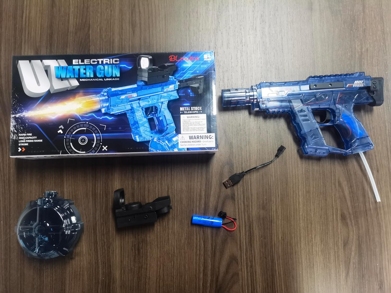 Electric Water Gun for Adults & Kids, Auto-Powered Long Range Water Blaster, Rechargeable High-Capacity Squirt Gun Toy for Outdoor Pool Beach Backyard Games (Blue)