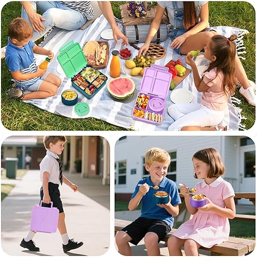 Miniatura 7 de MAXSO Bento - Juego de lonchera con termo de sopa de 8 onzas, contenedor de comida caliente a prueba de fugas para niños con taza de salsa, bolsa de