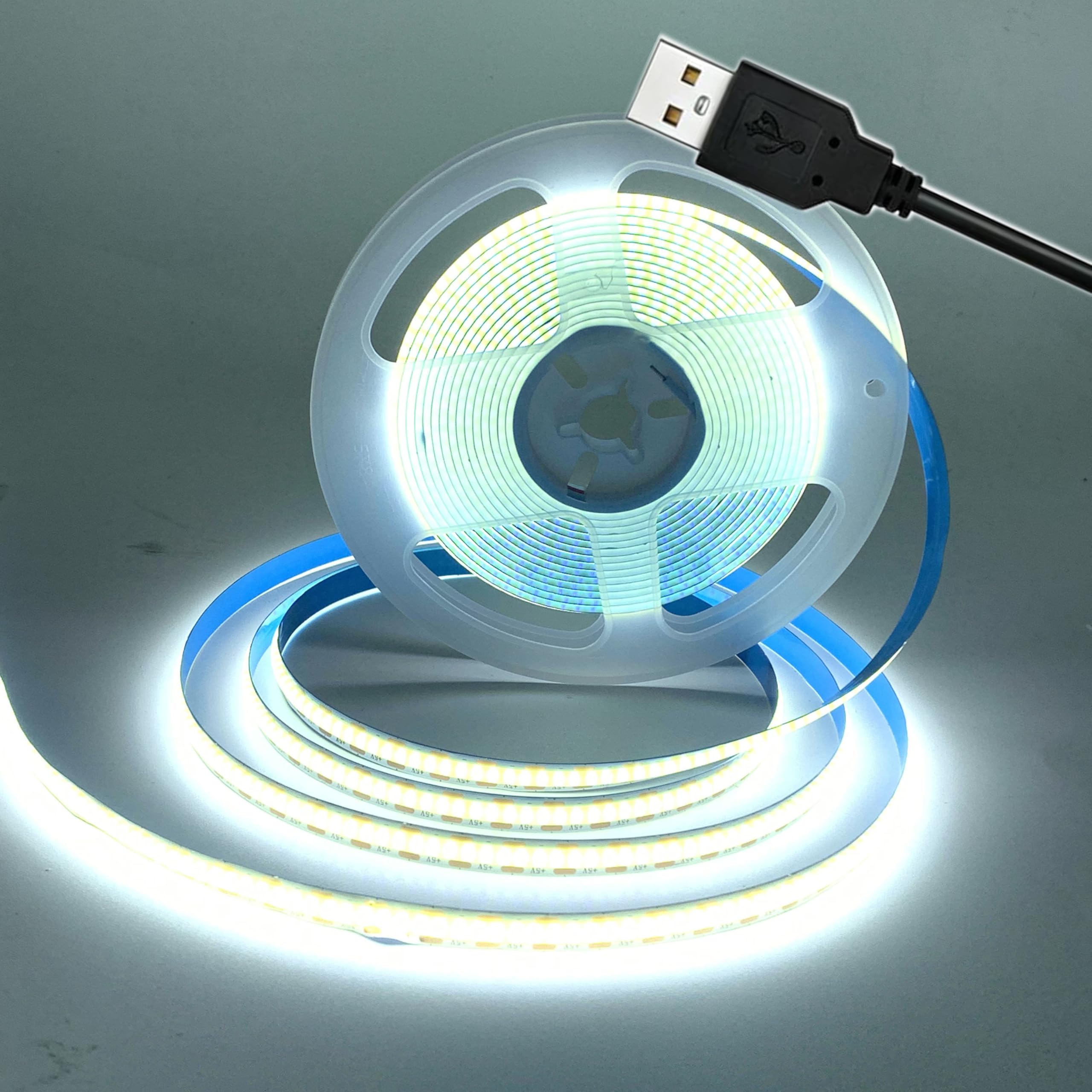 TOPXCDZ 5V USB COB LED Strip Lights for TV USB Powered LED Tape Lights White COB Flexible Light TV Led Backlight for Bedroom Kitchen,DIY Lighting Room Decor (White 6000k, 1M)