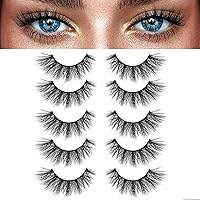 Vista 8 de Pestañas postizas naturales, pestañas postizas suaves y finas, visón sintético, 0.472 in, esponjosas y rizadas, pestañas postizas 3D, 5 pares