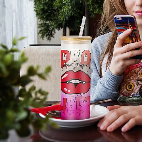 Miniatura 5 de AGH Vaso de sublimación de 25 onzas con tapa de bambú, paquete de 6 latas de cerveza esmeriladas por sublimación, material de color degradado,