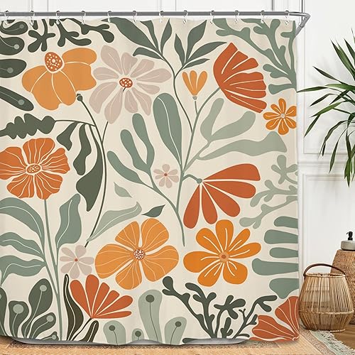 Miniatura 20 de Miyotaa Juego de cortina de ducha retro a cuadros de 60 pulgadas de ancho x 71 pulgadas de alto, 70, colorido, estético, moderno, pastel, Y2K,