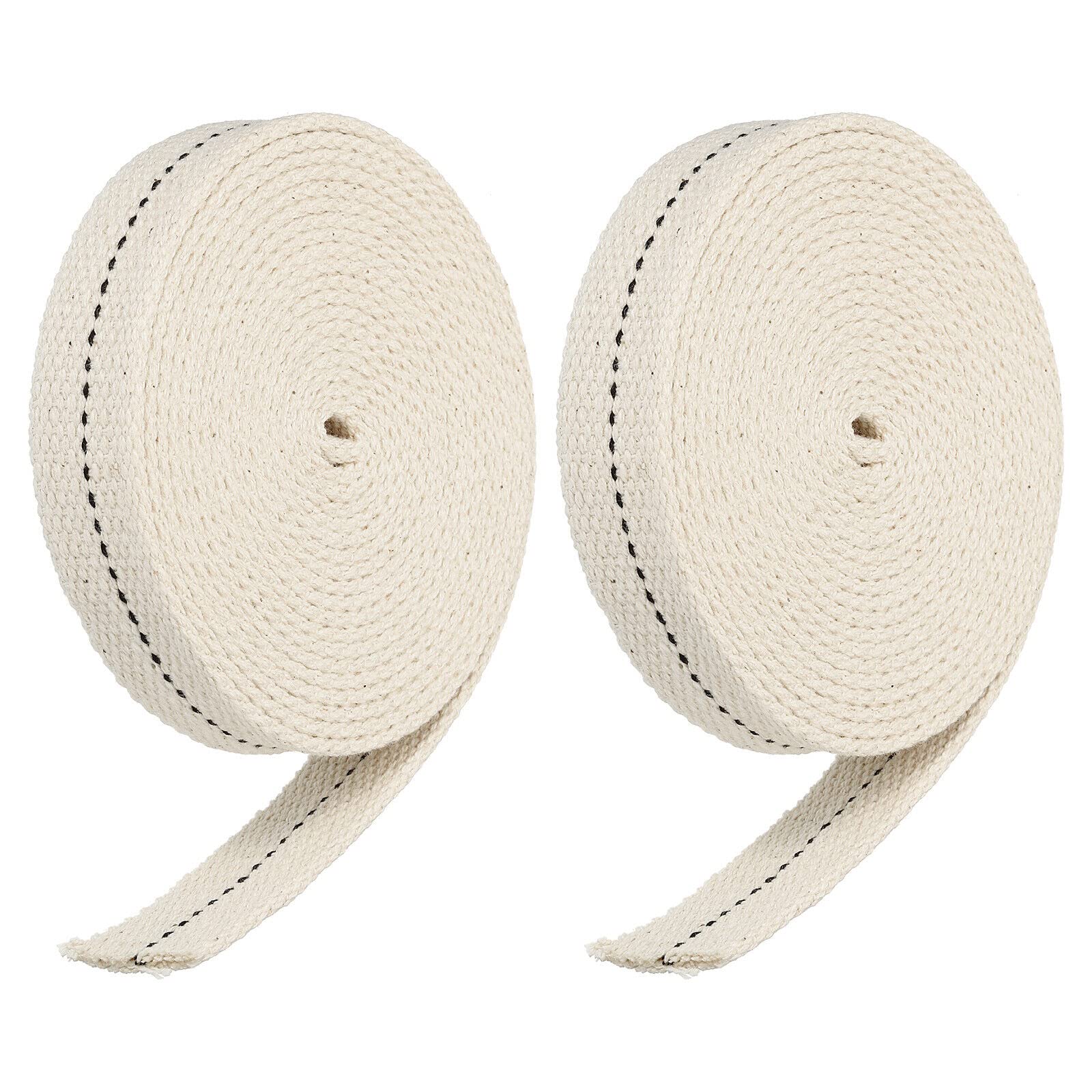 Tool parts Cotton Oil Lamp Wick 3/4 Inch Flat Wide 3 Meter/10Ft Long Black Stitch - 2 Roll