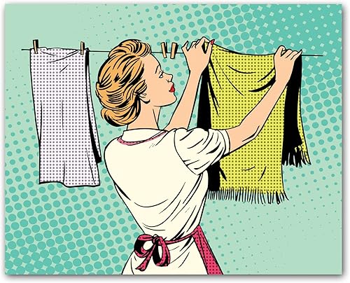 Miniatura 4 de Pósteres de decoración de pared estilo retro pop art de 8 x 10 pulgadas. Juego de 4 carteles con temática de ama de casa sin marco. Fabricado en
