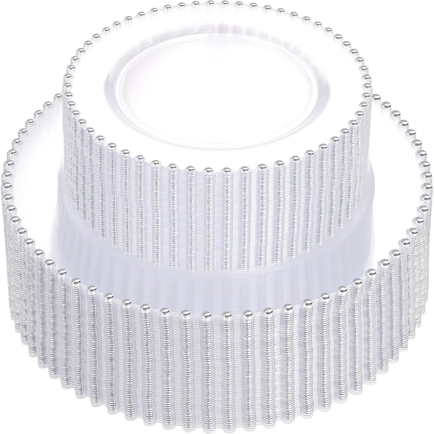 supernal 100PCS Clear Plastic Plates, Clear Plates with Silver Trim, Elegant Plastic Plate Include 50 Dinner Plate 10'' and 50 Dessert Appetizer Platos 7'' for Party, Wedding, Bridal Baptism