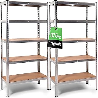 Ondis24 2X Metallregal Thomas, Lagerregal 90x40x180 (H) cm, Kellerregal bis 875kg belastbar, Silber, mit 5 Fachböden, je 175 kg belastbar, höhenverstellbar, Schwerlastregal - Doppelpack!