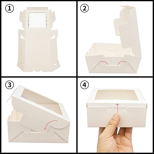 Miniatura 6 de 20 cajas blancas de panadería de 8 x 6 x 2.5 pulgadas, cajas de galletas con ventana, cajas de postre para galletas, pasteles, macarrones, donas,
