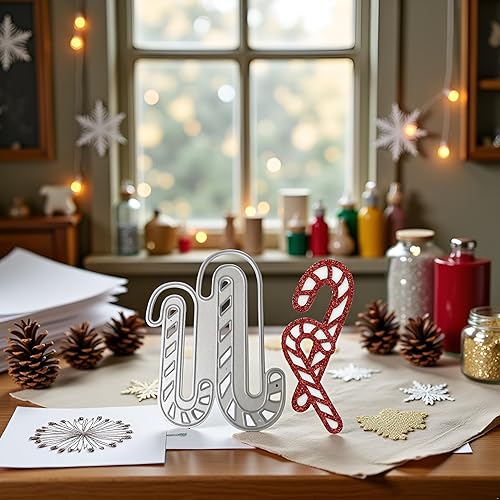 Miniatura 9 de Troqueles de corte de metal de Navidad, troqueles de bastón de caramelo, plantillas de grabado en relieve para álbumes de recortes, álbum de