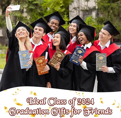 Miniatura 5 de Teling Paquete de 10 diarios de graduación de cuero para la clase de 2024, multicolor, felicitaciones, regalos de graduación para graduados de la