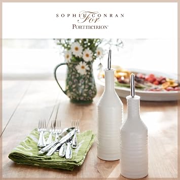 Portmeirion Sophie Conran White Oil & Vinegar Drizzler Set, 12oz - Set of 2
