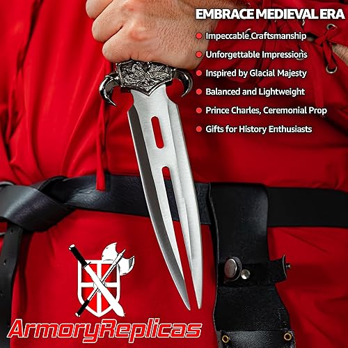 Miniatura 6 de Armory Replicas - Clashing Claws - Daga armada de inspiración medieval - Disfraz de caballero de acero inoxidable para cosplay con vaina dura