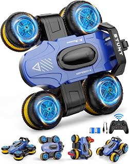 Remote Control Car RC Stunt Cars Toy Gifts - High-Speed Drift 360 Flips Four-Sided Driving Rotating Twist 4WD Offroad Vehicle for Kids Boy Girl Birthday Presents Ages 5 6 7 9 10 11 12 Years Old Blue